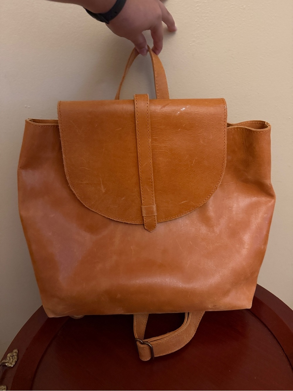 Able Leather Backpack in Tan Brown